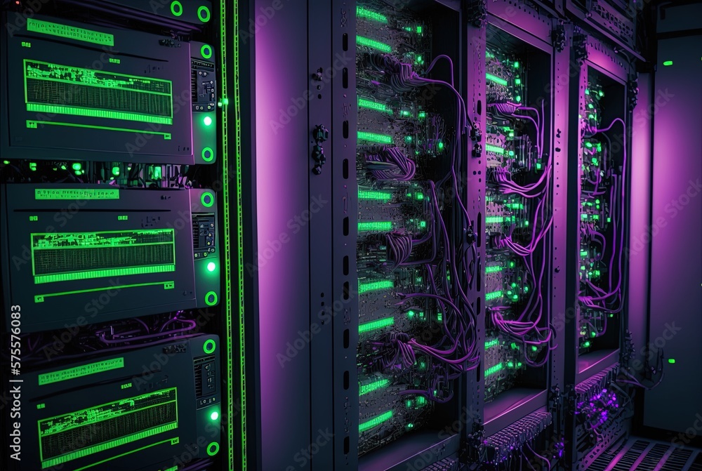 Aufkleber servers at a data center, all of which are online generative ai