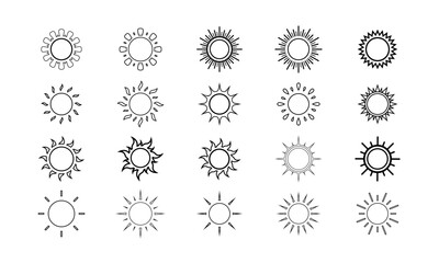 Set of Sun line art icon vector