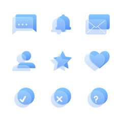 Glasmorphism Icons Set For Business. Icons For Interface.