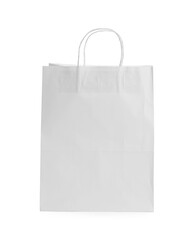 Blank paper bag isolated on white. Mockup for design