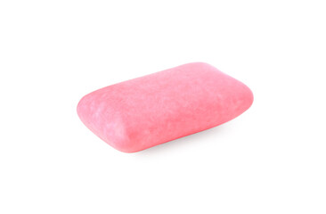 One tasty pink chewing gum isolated on white
