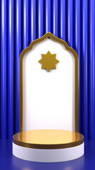 Ramadan background with podium and 3d ornament, for poster, banner, social media post. 3d rendering