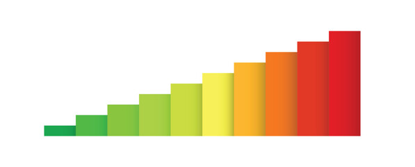 Increasing color bar. Financial business report chart