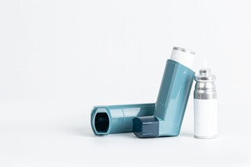 Ashtma inhaler isolated on white background.