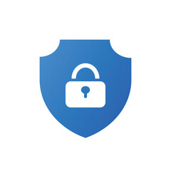 Blue shield lock icon. Blocking unwanted websites and protection
