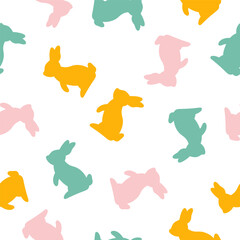 Seamless pattern with colorful rabbit. Easter bunny seamless pattern.