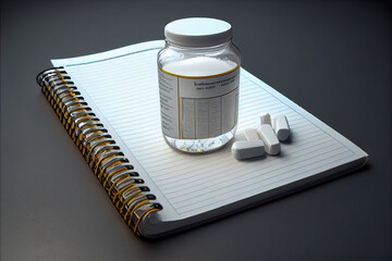 white notebook with records of taking pills,Generative Ai
