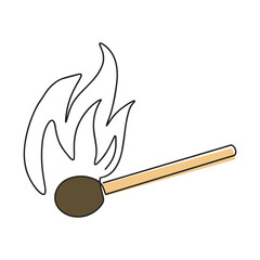 Fire on a match. Burning Fire. Warm. Ignition of a match. Match with one line