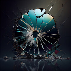 Broken glass texture.Realistic cracked glass effect, concept element.Generative Ai