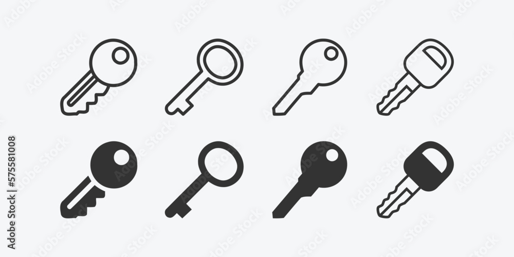 Poster key vector icon set. lock key icon symbol. key vector illustration on isolated background. key sign 