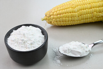 Closeup view of cornstarch in a bowl.