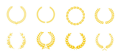 Golden wreaths with ornaments set