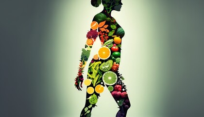 Woman is made of vegetables and fruit. Vegan lifestyle concept, Healthy food fitness generative ai