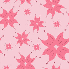 Fototapeta na wymiar Delicate seamless pattern with pink flowers on a light background