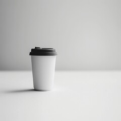 Mockup coffee cup on table, Blank coffee cup on table, mockup for takeaway coffee cup, Product shot of a blank coffee cup, Disposable coffee cup on a desk, Beverage branding, Marketing mockup