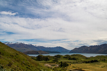 Fototapeta na wymiar Mountain View of New Zealand with empty space in frame