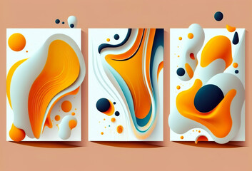 Set of abstract colorful modern graphic elements and shapes for branding and advertising. Modern background for covers, invitations, posters, banners, flyers, posters. AI generated illustration.
