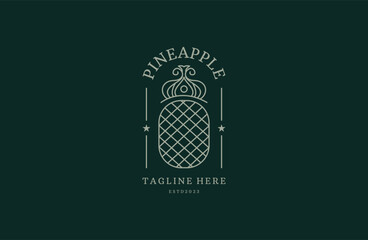 pineapple logo classic luxury Premium Vector design template .
