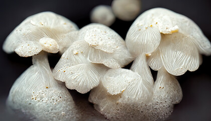 Close up of japanese enoki mushrooms. Generative Ai