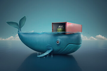 Abstract docker whale with contrainers generative AI