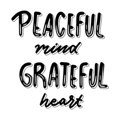 Peaceful Mind Grateful Heart Sticker. Peace And Love Lettering Stickers