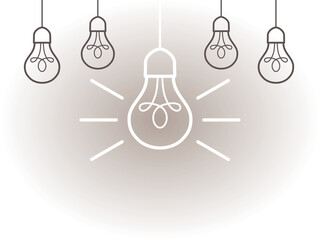 Banner with light bulbs. Creative idea logo. Solution concept