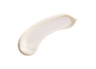 Sample of facial cream on white background, top view