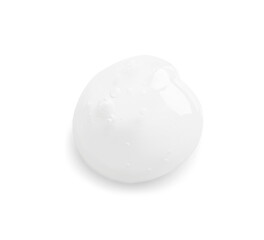 Sample of transparent cosmetic gel isolated on white, top view