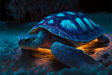 Blue Turtle in the ocean close to Zanzibar