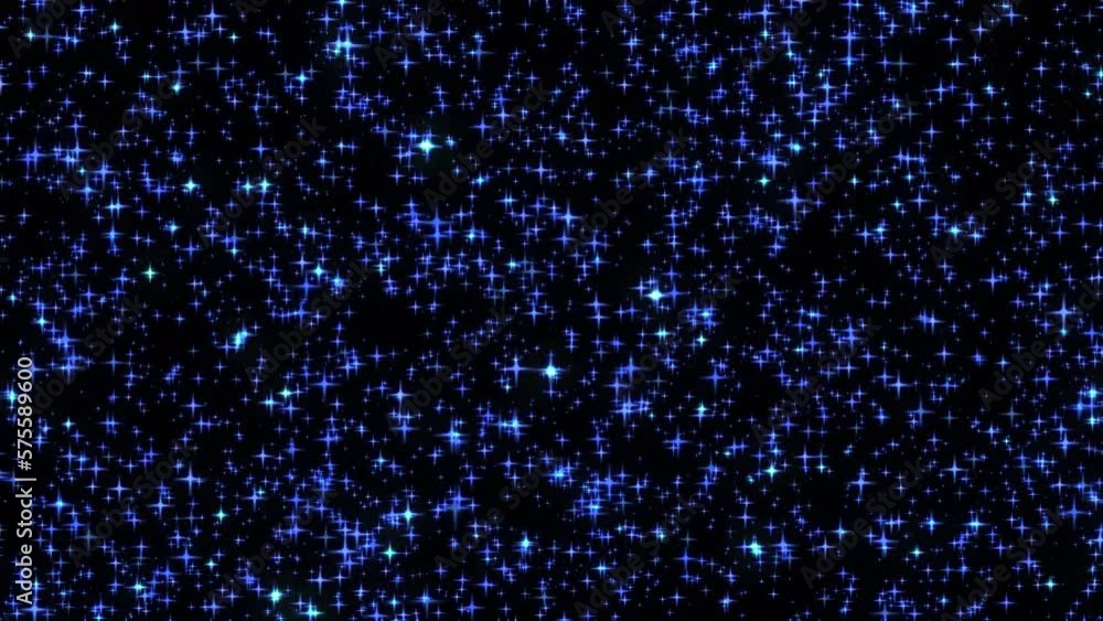 Poster shiny blue stars and particles twinkle quickly on the loopable 4k background at 60fps.
