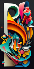Wonderful shapes very abstract that looks good colorful background.AI generated abstract geometric 3D render illustration.