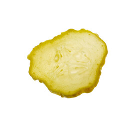 Slice of pickled cucumber isolated on white. Burger ingredient