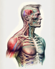 Medicine and anatomy themed illustration on white. Generative AI