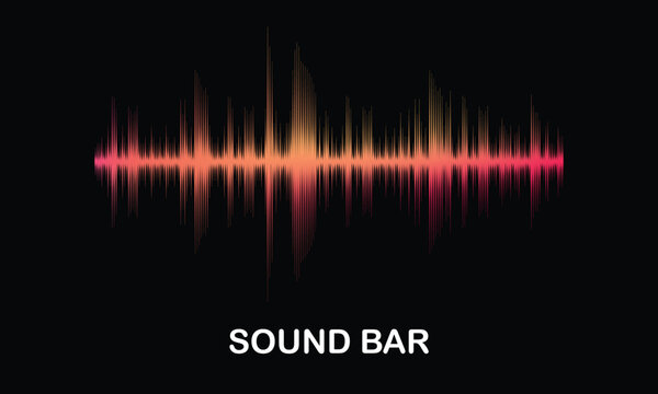 Abstract sound bar stripe lines colourful equalizer isolated on black background. Vector illustration in concept music, sound, technology.