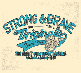 Obraz premium vintage tee print design with old typo and grunge effect texture