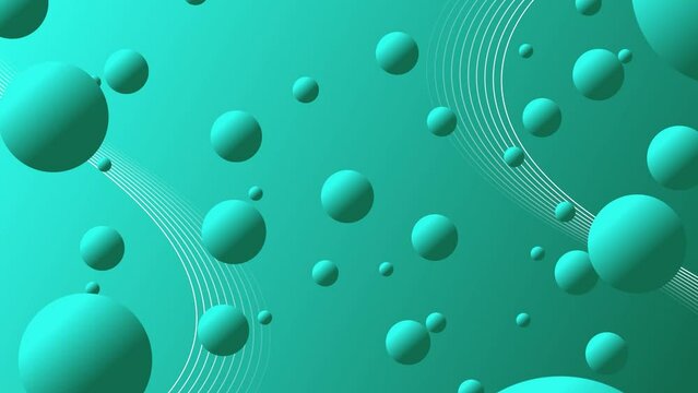 4k animation video of cyan color ball flying on cyan color background.  Minimal abstract gradient design background. Trendy Creative colorful wallpaper.