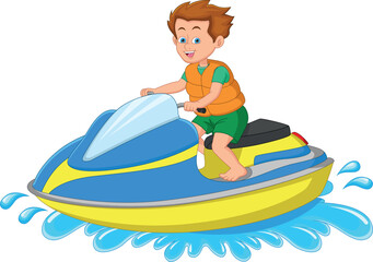 boy riding a jet ski