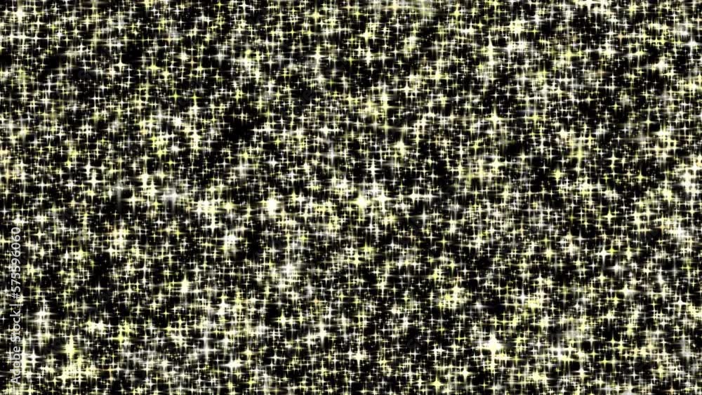 Poster moving trails of gold stars flash on the black background—abstract loopable background at 60fps.