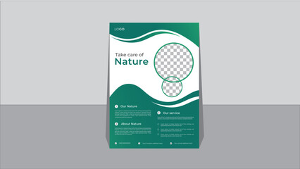 Vector Nature flyer design, poster design nature, Modern green nature flyer design, leaflet print design, A4, cmyk