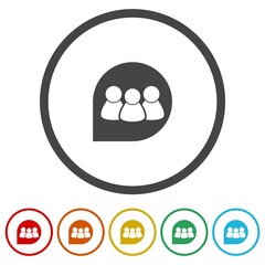 Discussion Group logo icons in color circle buttons