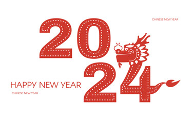 Happy Chinese ew Year, Year of the Dragon! Eastern calendar design template with Dragon beast. Asian traditional holiday celebration.