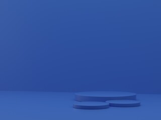 Blue podium abstract composition for product presentation 3d render 3d illustration