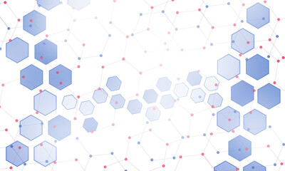 Blue hexagons pattern on white background, used for design genetic research, healthcare, science and medicine