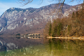 Beautiful Slovenian landscape Bohinj Lake,with turquoise water.Triglav National Park, Julian Alps, Slovenia, Europe