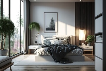 Interior of beautiful modern bedroom