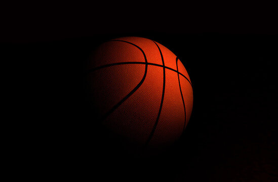 basketball ball on black background 3D render