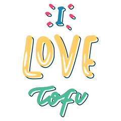 I Love Tofu Sticker. Vegan Lettering Stickers