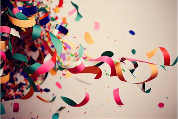 Generative AI illustration of confetti and paper streamer as party decoration