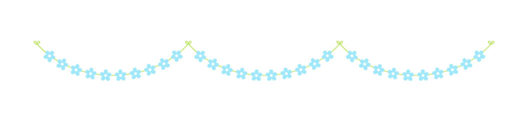 Cute spring floral garland illustration. Flower buntings for springtime designs.