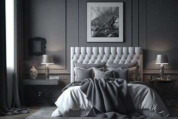 Glamour gray bedroom interior
